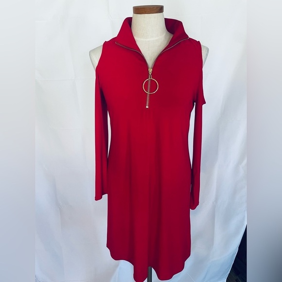 Red Zippered Women's Dress MSK Womens M - Picture 1 of 11